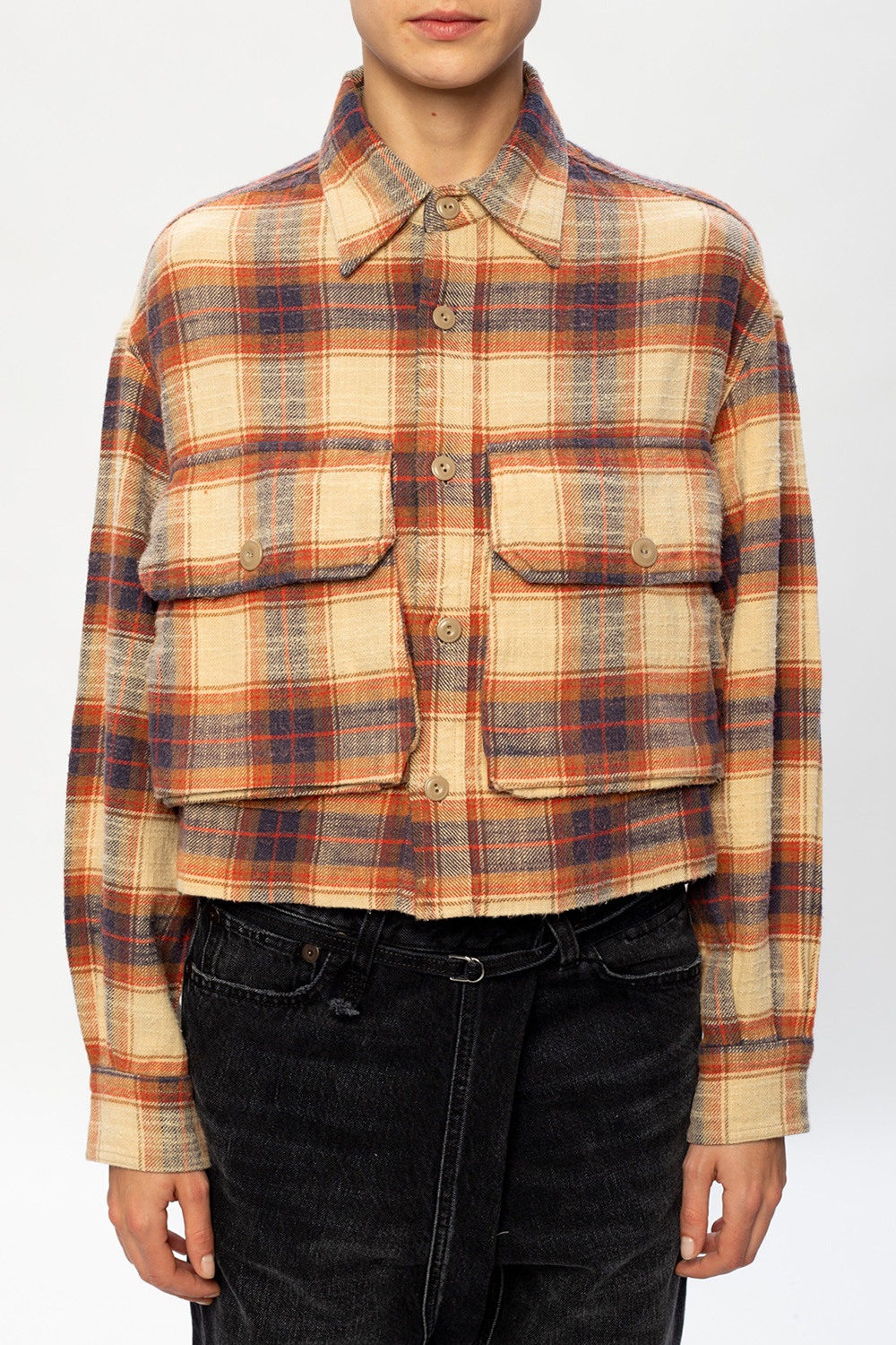 Beige Cropped check shirt R13 Vitkac Italy